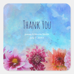 Aquarell-Blume Modernes Brautparty Quadratischer Aufkleber