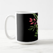 Aquarell-Blume, Name und Monogramm auf Schwarz Kaffeetasse (Links)
