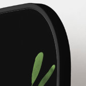 Aquarell-Blume, Name und Monogramm auf Schwarz Pickleball Schläger (Linke Seite)