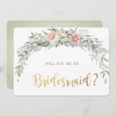 Aquarell-Blume, Polka Dots Bridesmaid Card Einladung (Vorne/Hinten)