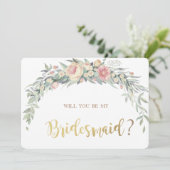 Aquarell-Blume, Polka Dots Bridesmaid Card Einladung (Stehend Vorderseite)