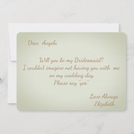 Aquarell-Blume, Polka Dots Bridesmaid Card Einladung (Rückseite)