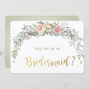 Aquarell-Blume, Polka Dots Bridesmaid Card Einladung