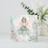 Aquarell Blume Rosa und Minze Feiertagskarte (Stehend Vorderseite)