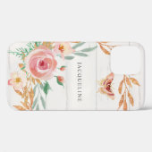 Aquarell-Blume Rose Gold Glitzer Grünholz Case-Mate iPhone Hülle (Rückseite (Horizontal))