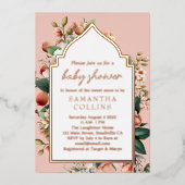 Aquarell Blume Sweet Peach Baby Dusche Folieneinladung (Vorderseite)