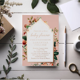 Aquarell Blume Sweet Peach Baby Dusche Folieneinladung