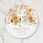 Aquarell-Blume und Goldtaufe bevorzugen Markierung Geschenkanhänger (Vorderseite)