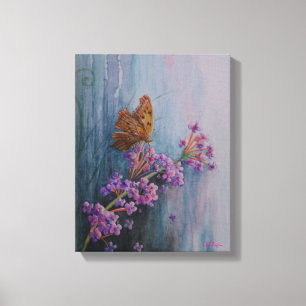 Aquarell-Blume und Schmetterling Leinwanddruck