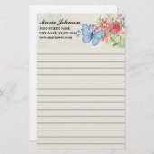 Aquarell-Blume und Schmetterlingsgeschäft Briefpapier (Vorne/Hinten)