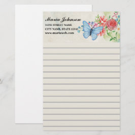 Aquarell-Blume und Schmetterlingsgeschäft Briefpapier
