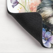 Aquarell-Blume und Schnauzer-Welpe Mousepad (Ecke)