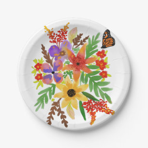 Aquarell-Blumen 02 individuelle Papierplatten 18 c Pappteller