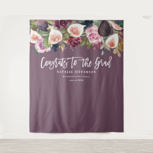 Aquarell-Blumen-Absolventen-Gratulationsbanner Wandteppich