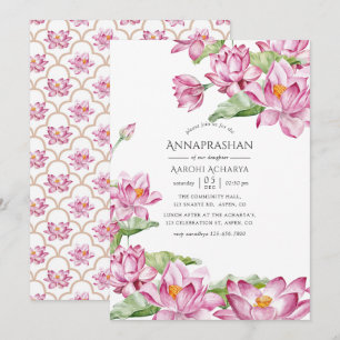 Aquarell-Blumen-Annaprashan-Erst-Reis-Zeremonie Einladung