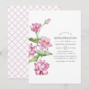 Aquarell-Blumen-Annaprashan-Erstes-Reis-Zeremonie Einladung