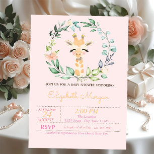 Aquarell-Blumen-Baby-Giraffe-Baby-Shower Einladung