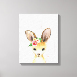 Aquarell Blumen Baby Känguru Australische Tiere Leinwanddruck