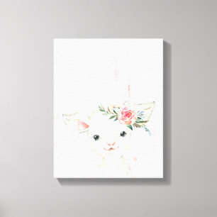 Aquarell-Blumen-Baby-Lamm Leinwanddruck