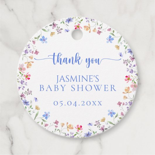 Aquarell-Blumen-Baby-Shower-Dankeschön  Geschenkanhänger (Vorderseite)