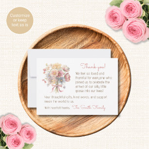 Aquarell-Blumen-Baby-Shower-Dankeskarten Mitteilungskarte