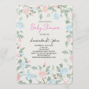 Aquarell-Blumen-Baby-Shower-Einladung Einladung