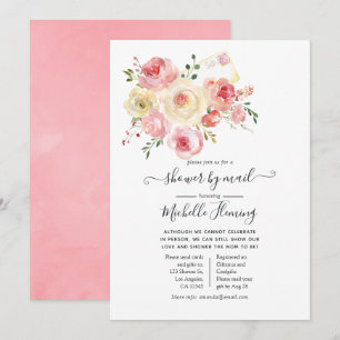 Aquarell-Blumen-Baby-Shower per Post zum Frühlings Einladung
