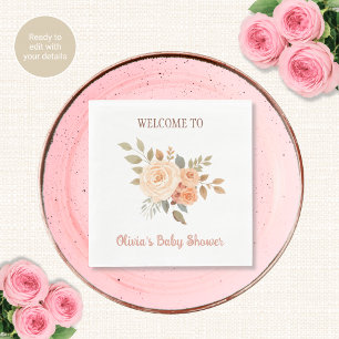 Aquarell-Blumen-Baby-Shower-Servietten Serviette