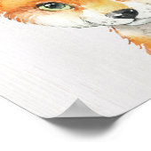 Aquarell-Blumen-Babyfuchs, Waldtiere Poster (Ecke)