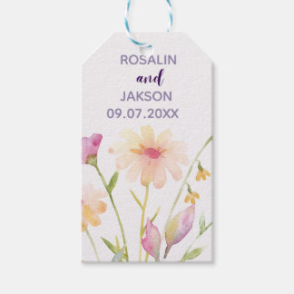 Aquarell-Blumen bearbeitbare Einladung Geschenkanhänger