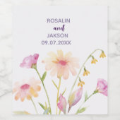 Aquarell-Blumen bearbeitbare Einladung Weinetikett (Einzelnes Label)