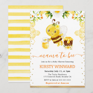 Aquarell-Blumen-Bienen-Baby-Party Einladung