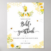 Aquarell-Blumen-Bienen-Gästebuch Poster (Vorne)