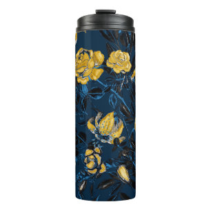 Aquarell-Blumen-Blätter: Vintage-Muster Thermosbecher