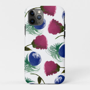 Aquarell-Blumen Blau Burgund Grünmalerei Case-Mate iPhone Hülle