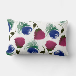 Aquarell-Blumen Blau Burgund Grünmalerei Lendenkissen