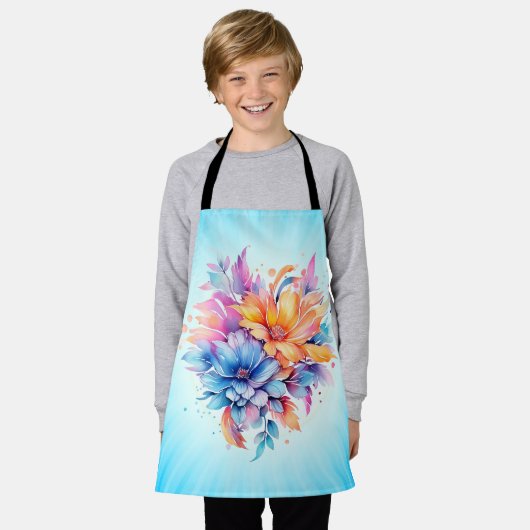 Aquarell-Blumen-Blumen-Design-24683 Schürze (Getragen)