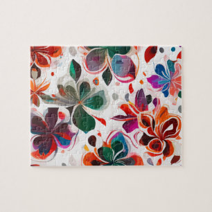 Aquarell-Blumen Blumenmuster Vintage Puzzle