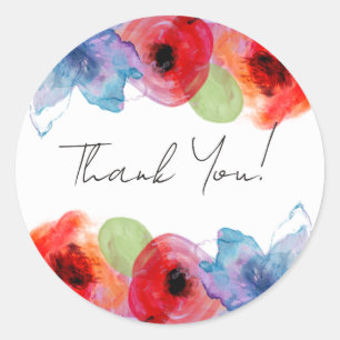 Aquarell Blumen Blüten Hell Fröhlich Brautparty Runder Aufkleber