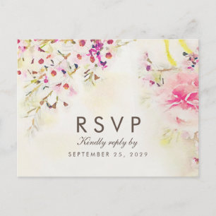 Aquarell Blumen Boho Antwort RSVP Postkarte