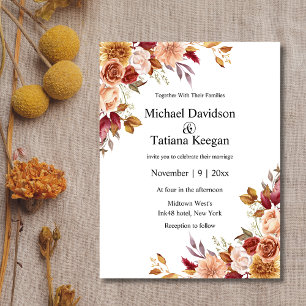 Aquarell-Blumen-Botanik-Herbst-Hochzeit Postkarte