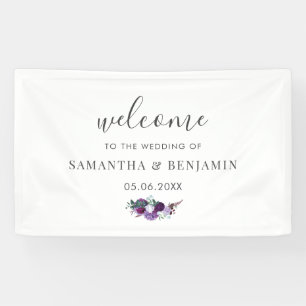 Aquarell-Blumen-Botanik-Hochzeitsbegrüßung Banner
