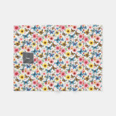 Aquarell-Blumen-Botanik-Muster monogrammiert Fleecedecke (Vorderseite (Horizontal))
