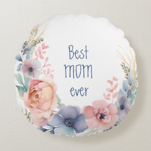 Aquarell-Blumen-Botanik Romantik Rundes Kissen