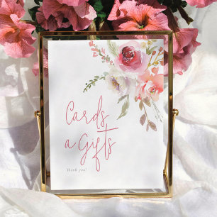Aquarell-Blumen-Brautparty-Karten und Geschenke Poster