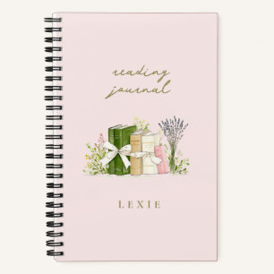 Aquarell-Blumen-Bücher & Schleifen Lesetagebuch Notizblock