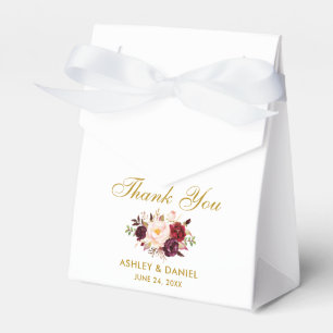 Aquarell-Blumen-Burgunder-Goldene-Hochzeit-Danke B Geschenkschachtel