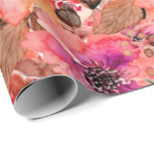 Aquarell-Blumen-Collage Geschenkpapier (Rolleneckpunkt)