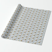 Aquarell-Blumen-Daisy-Entenei-Blau-Boho  Geschenkpapier (Ungerollt)