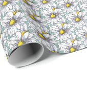 Aquarell-Blumen-Daisy-Entenei-Blau-Boho  Geschenkpapier (Rolleneckpunkt)